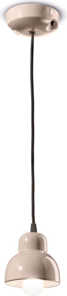 Hängeleuchte Keramik Ø 11 cm rund H: max. 132 cm Sandgrau E14 Retro Keramiklampe