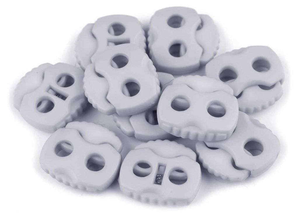 10 Kordelstopper mit zwei Löchern 20x20mm, Durchzug 5mm - Produktbild 