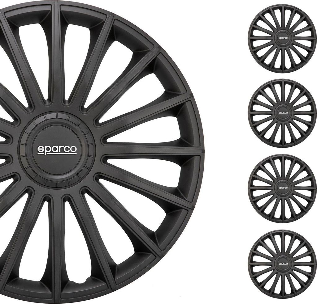 Sparco wieldeksels, 16 inch, Treviso, zwart, 4-delig Productafbeelding 