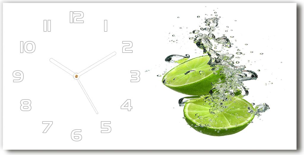 Wanduhr aus Glas – 60x30 cm - Glasbild - Glasuhr - Gehärtetes Glas - weisse-zeiger - Limonka unter Wasser