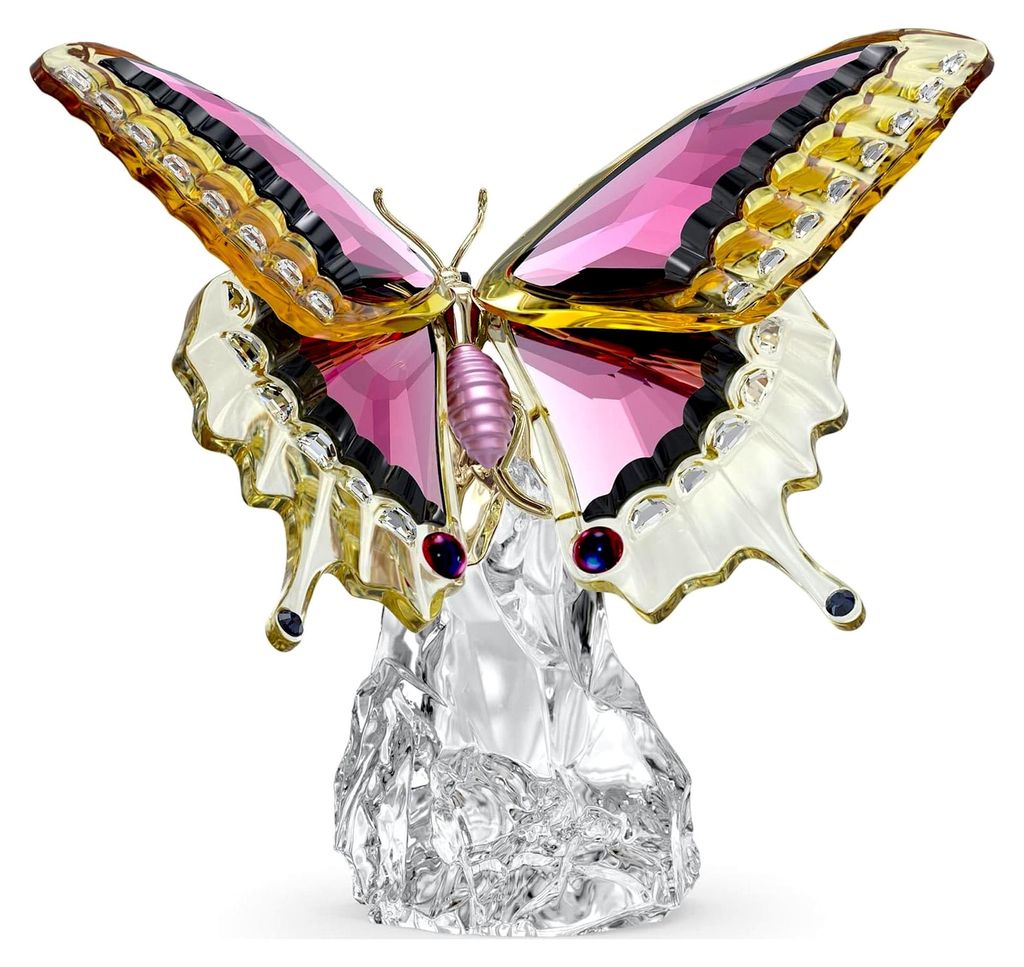 Schmetterling Idyllia Kristall Rosa Schwarz Gold mit 726 Facetten und 34 flachen Kristallen