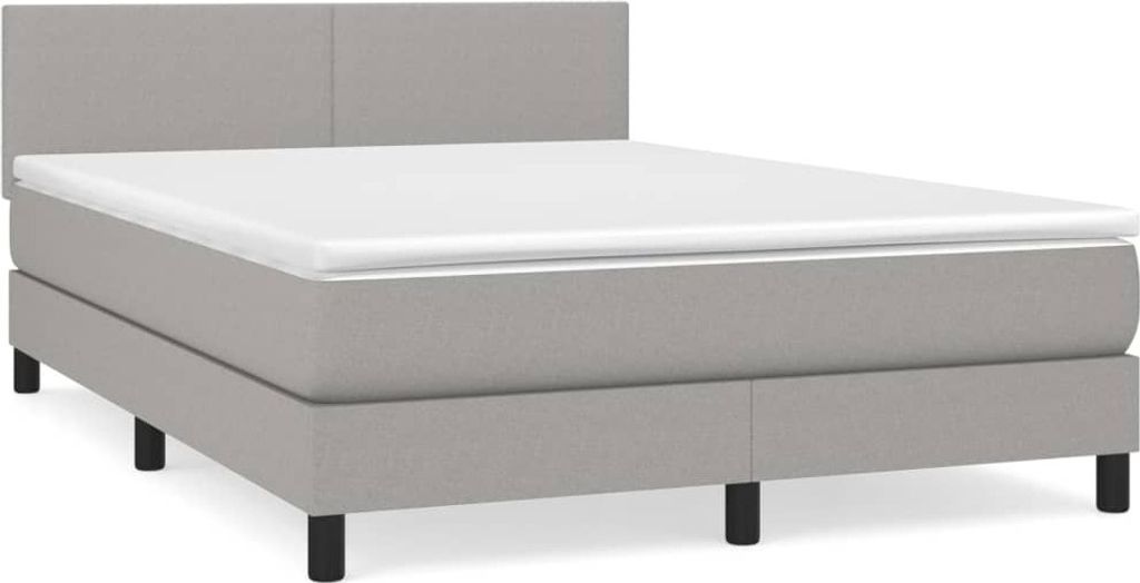 Boxspringbett mit Matratze Hellgrau 140x190 cm Stoff
