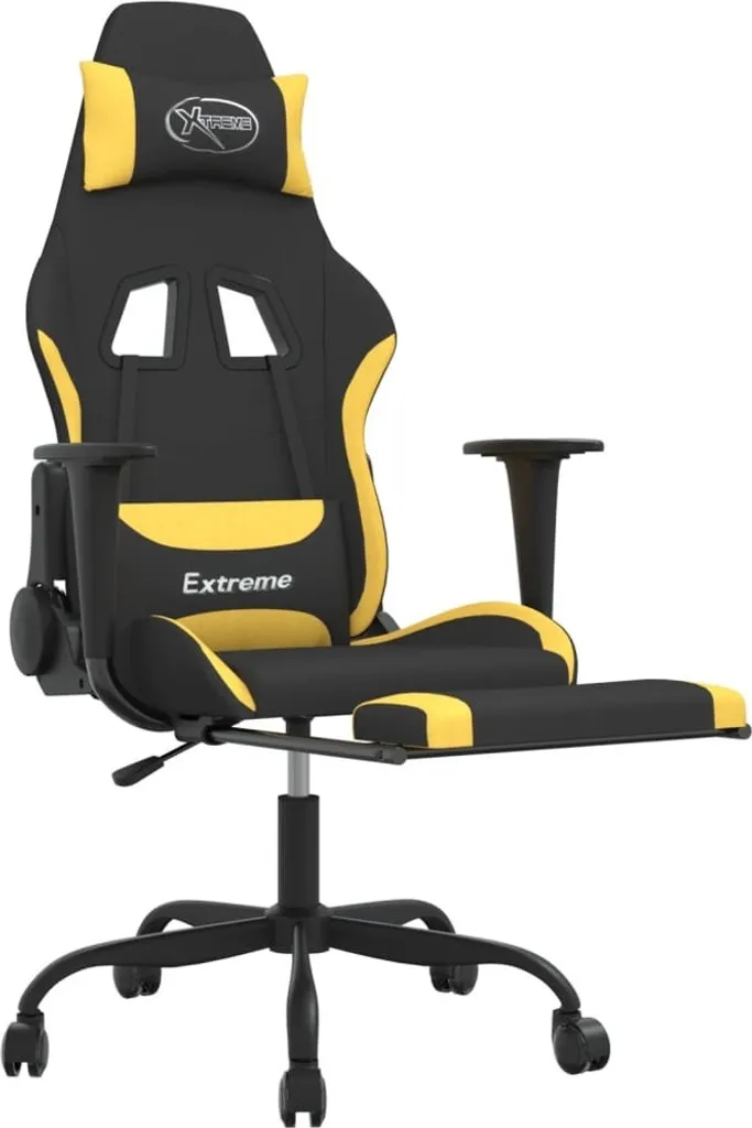 Sedia Gaming The Living Store: Massaggio e Poggiapiedi (Tessuto Giallo) - 4