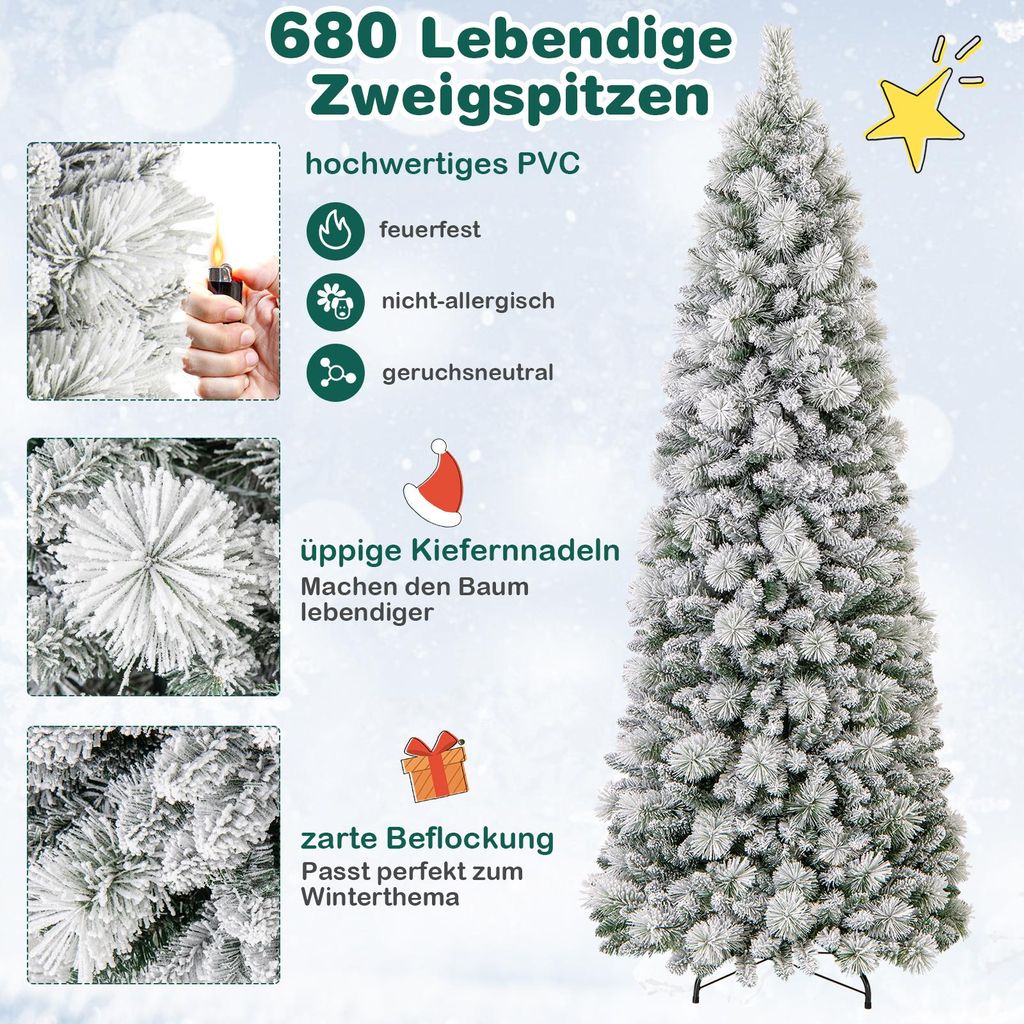 COSTWAY 210cm Knstlicher Weihnachtsbaum mit 200 warmweie