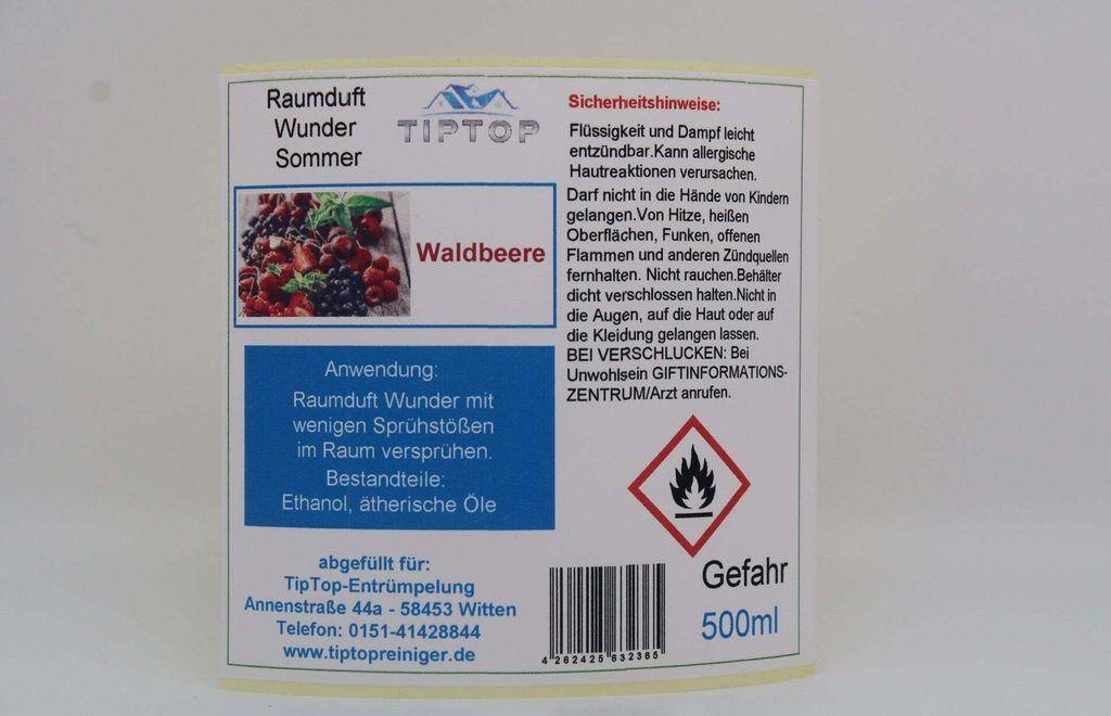 Raumduft-Wunder -500 ml - Sommer - mehrere Duftnoten zur Auswahl – Waldbeere