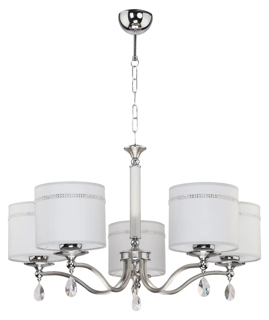 Lustre Jupiter JULIA II Blanc Argenté 5xE27 - Suspension Métal 75cm