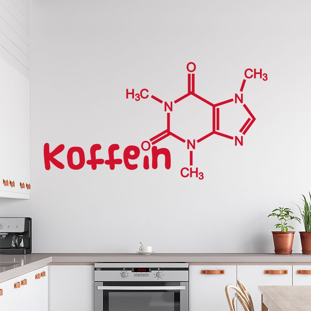Koffein Formel Wandtattoo in 6 Größen - Wandaufkleber Wall Sticker - Dekoration, Küche, Wohnzimmer, Schlafzimmer, Badezimmer