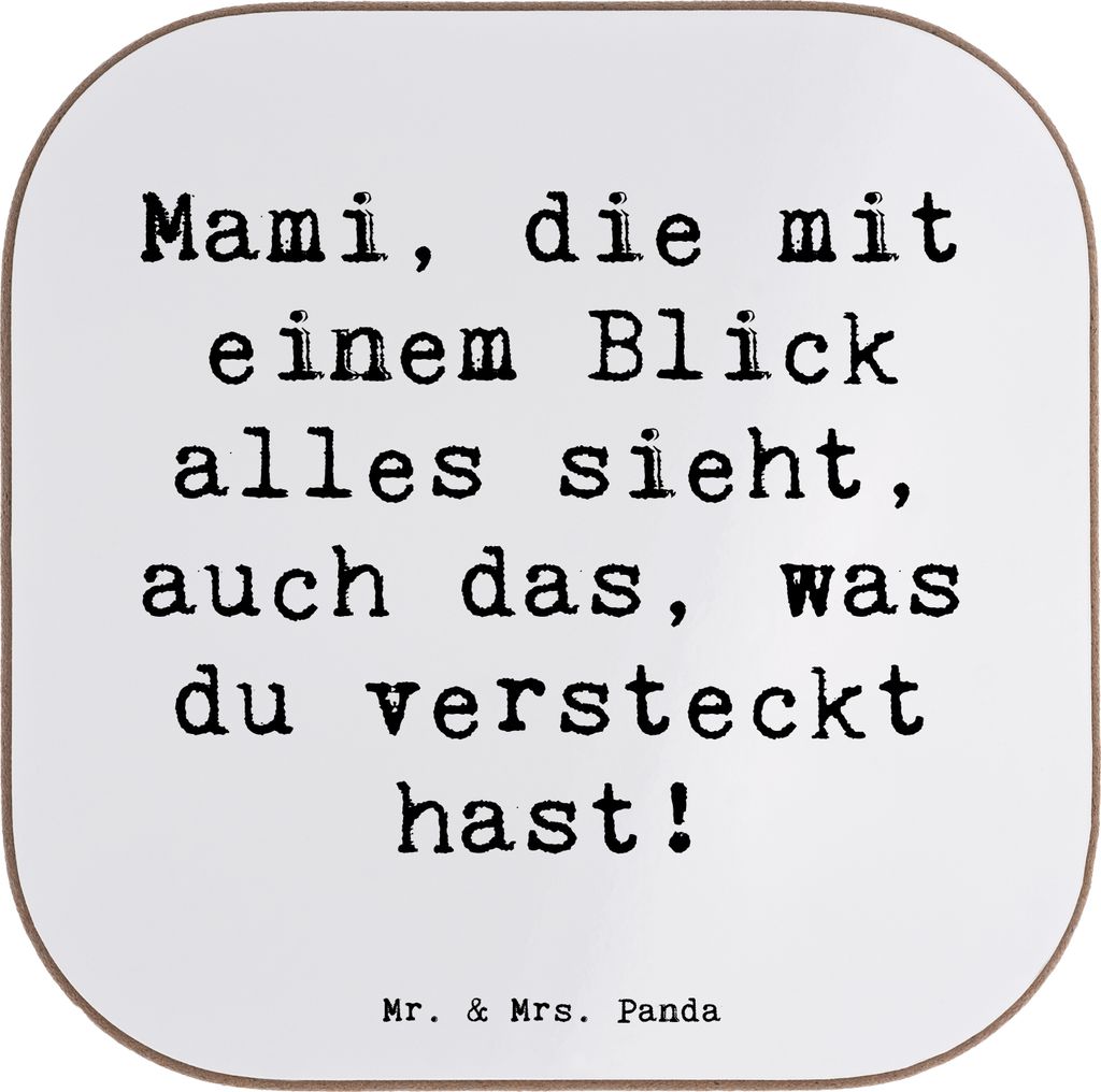 Mr. & Mrs. Panda Untersetzer für Gläser Spruch Mami Superkraft - Weiß - Geschenk, Aufmerksamkeit, Glas, Verwandte, Freundschaft, persönliche Er...