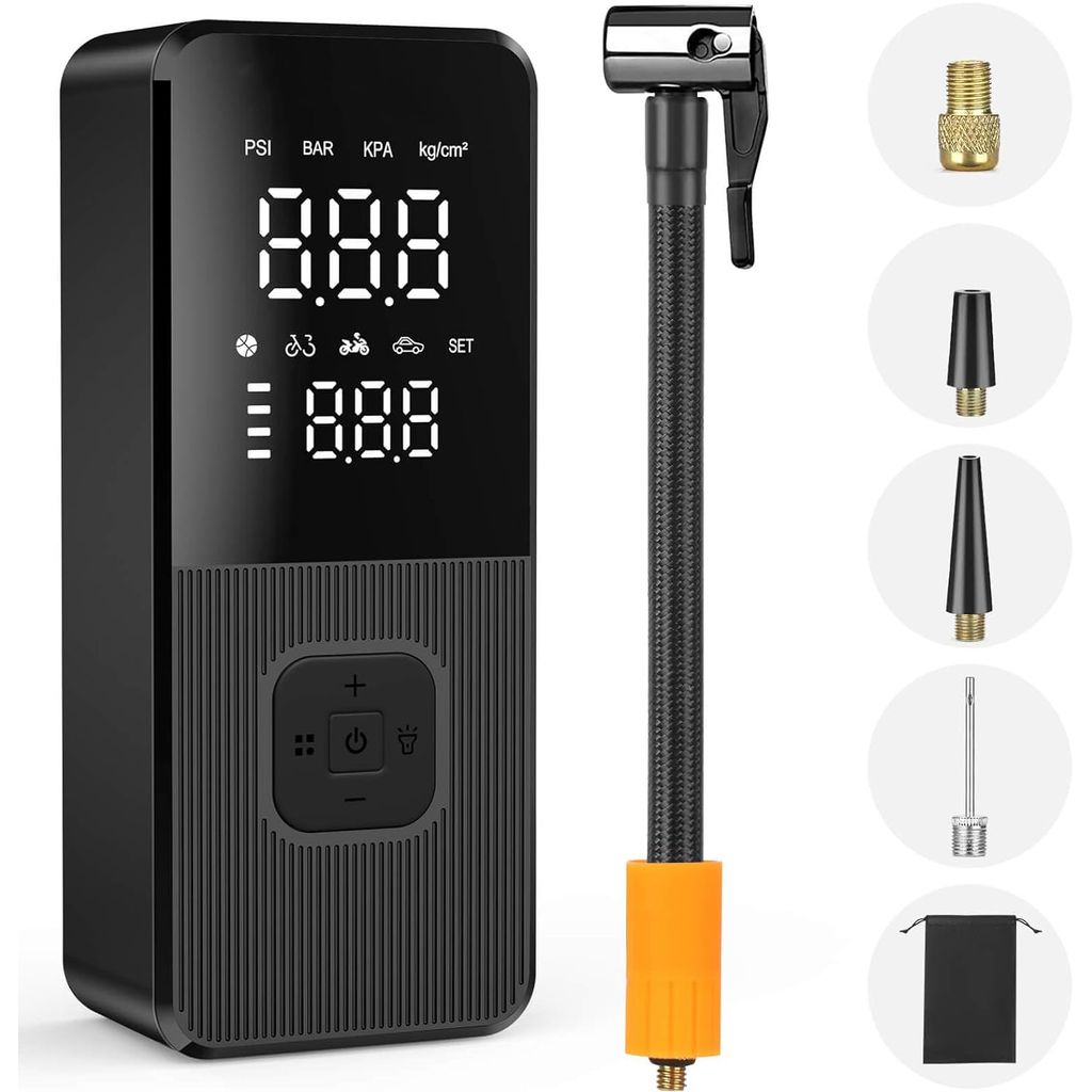Elektrische Luftpumpe, 150PSI 4000mAh Tragbarer Akku Luftpumpe Fahrrad/Auto, Wiederaufladbarer Akku Fahrradpumpe Elektrisch, Akku Kompressor