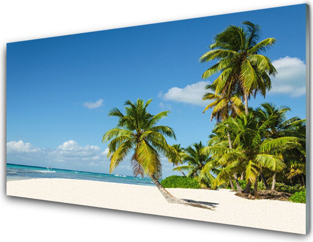 Küchenrückwand aus Glas 100x50cm Spritzschutz Strand Palmen Landschaft