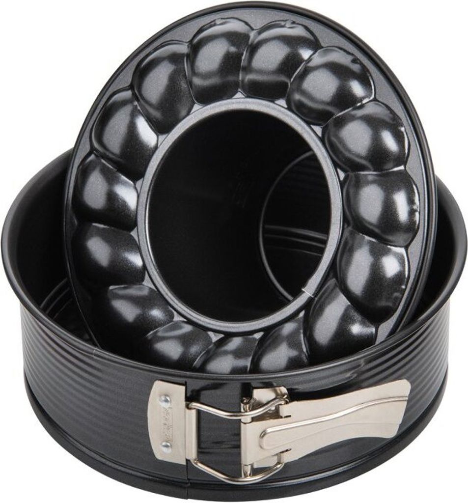 Zenker Springform Flach- und Rohrboden Ø 18 cm Backform mit 2 Böden Kuchenformen-Set, mit Antihaftbeschichtung, einfaches Entformen für saftige ...