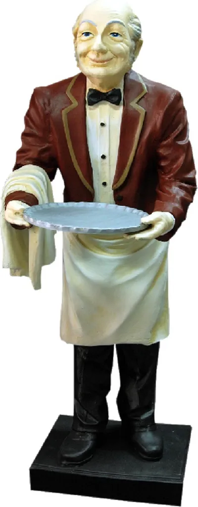 Sculpture de Service avec Plateau Doré - Figurine Décorative de Luxe
