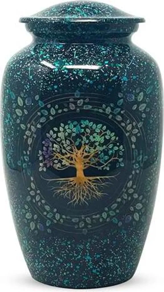 Urna Funeraria Per Ceneri Umani Adulto In Alluminio Pressofuso – Design Marmorizzato Sunrise Con Gabbiano, 25,4 Cm, Capacità Fino A 135 Kg