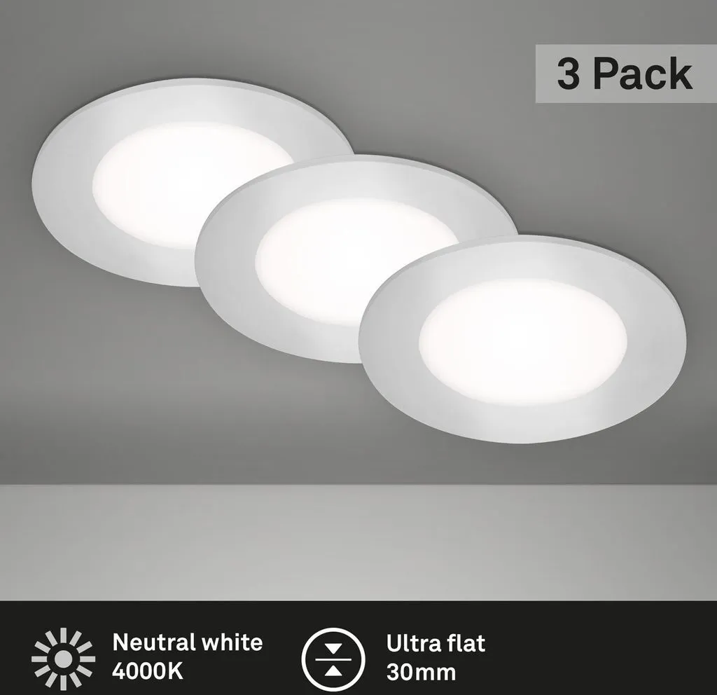 Spot LED encastrable faible profondeur 3W chrome IP23 pack 3 Briloner - 2