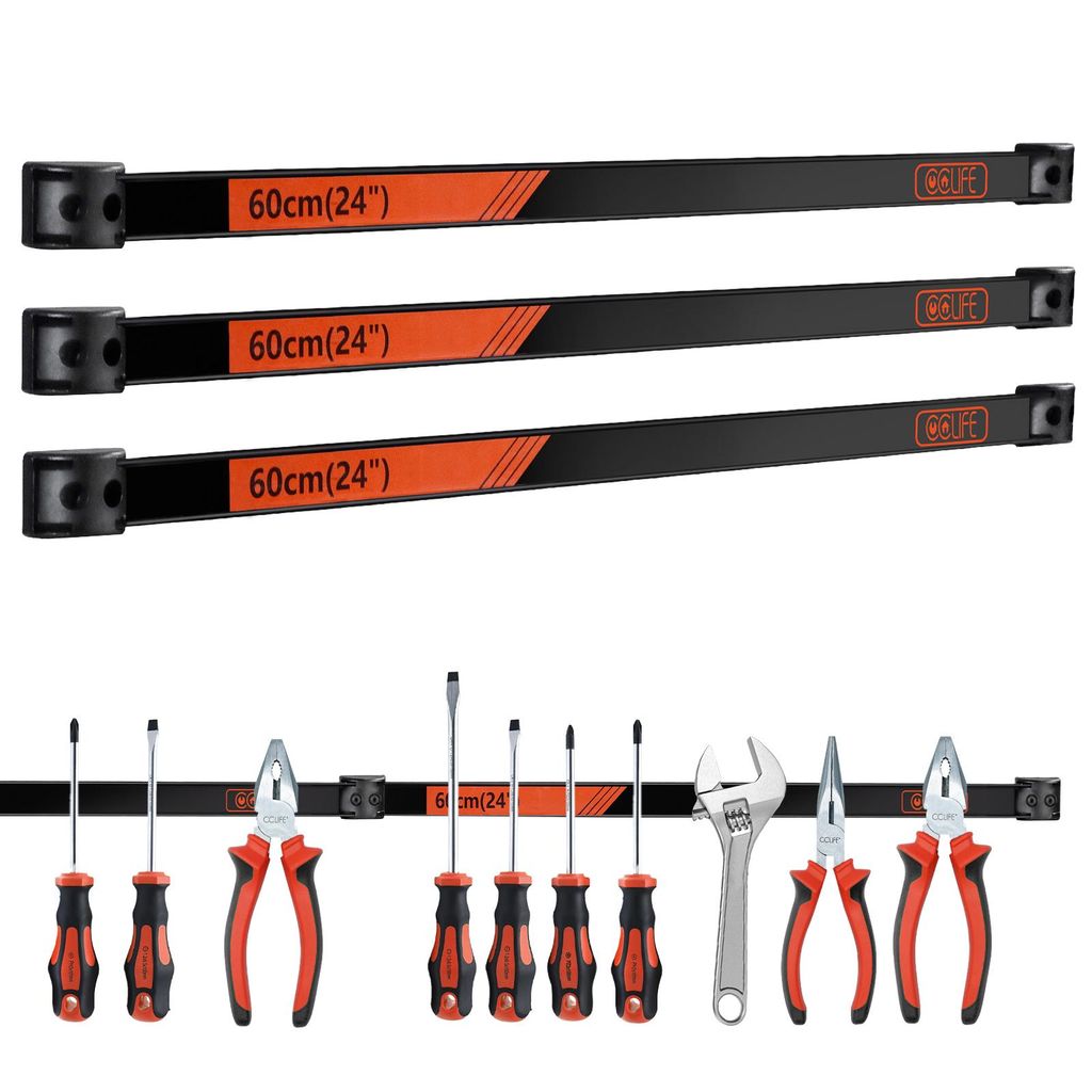 CCLIFE 3tlg Magnetleiste Werkzeug 60cm 23kg Magnetschiene Magnetisch Werkzeugleiste für Werkstatt