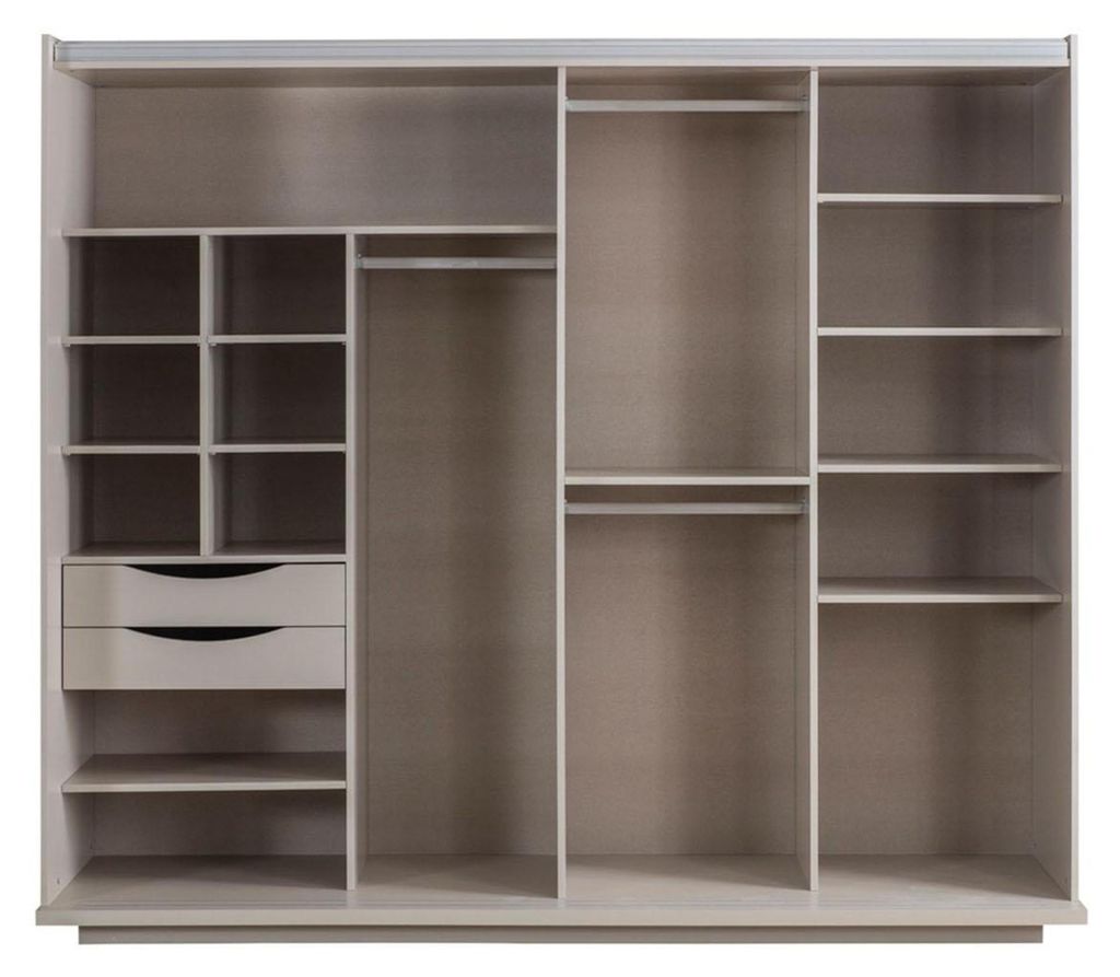 Moderner Beiger Schlafzimmer Kleiderschrank Spiegelschrank Holz Möbel