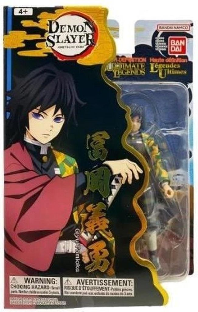 The image shows the packaging of an action figure from the Demon Slayer anime series. The packaging features artwork of the character Giyu Tomioka and includes product information and branding.