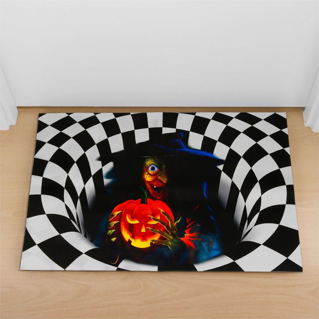 DATIFF Halloween Fußmatte 3D Rutschfeste Matte mit Hexe 40x60 cm