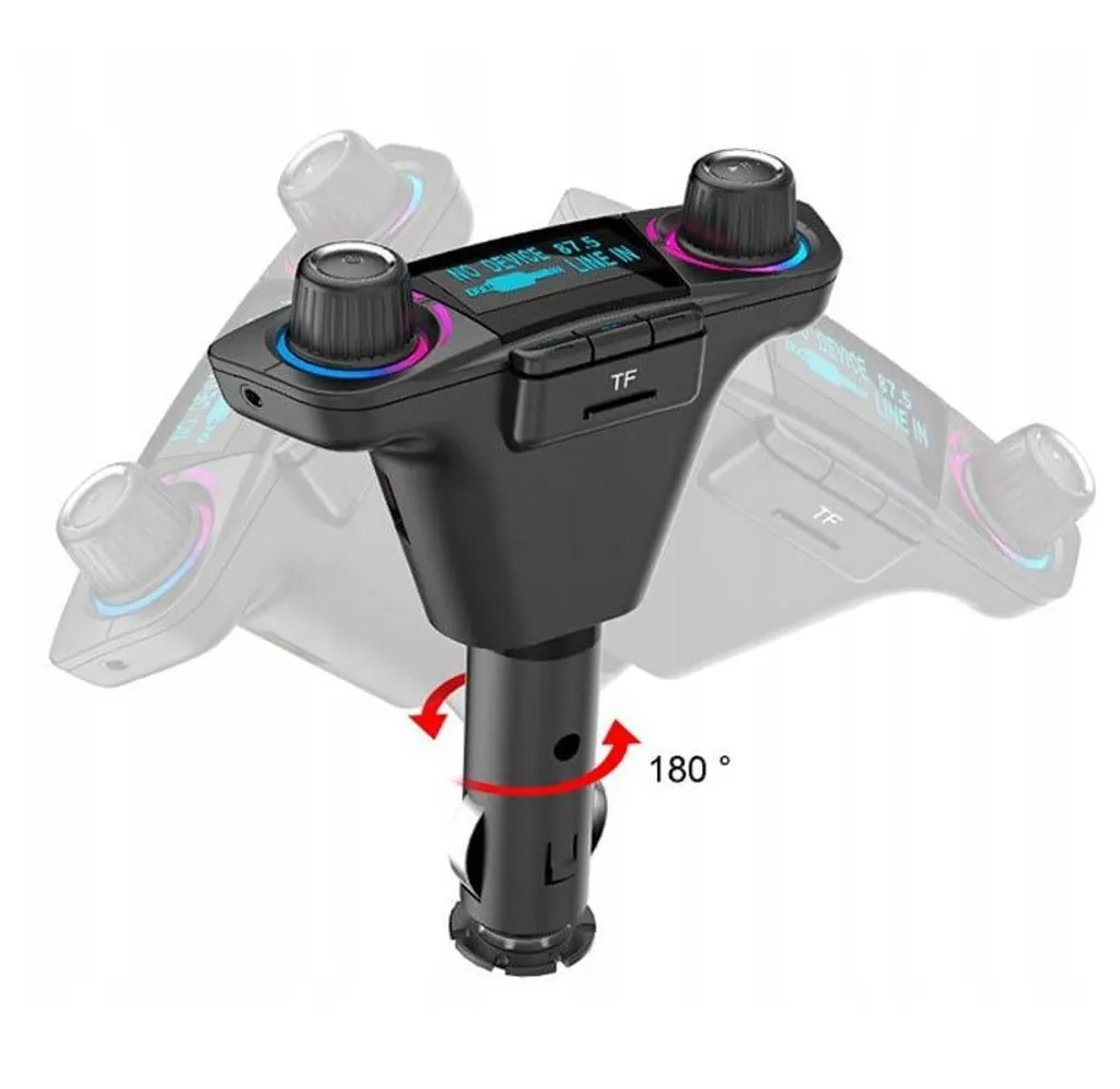 QIKtech T01 trasmettitore FM Bluetooth con caricatore USB PENDRIVE SD 2X - 3