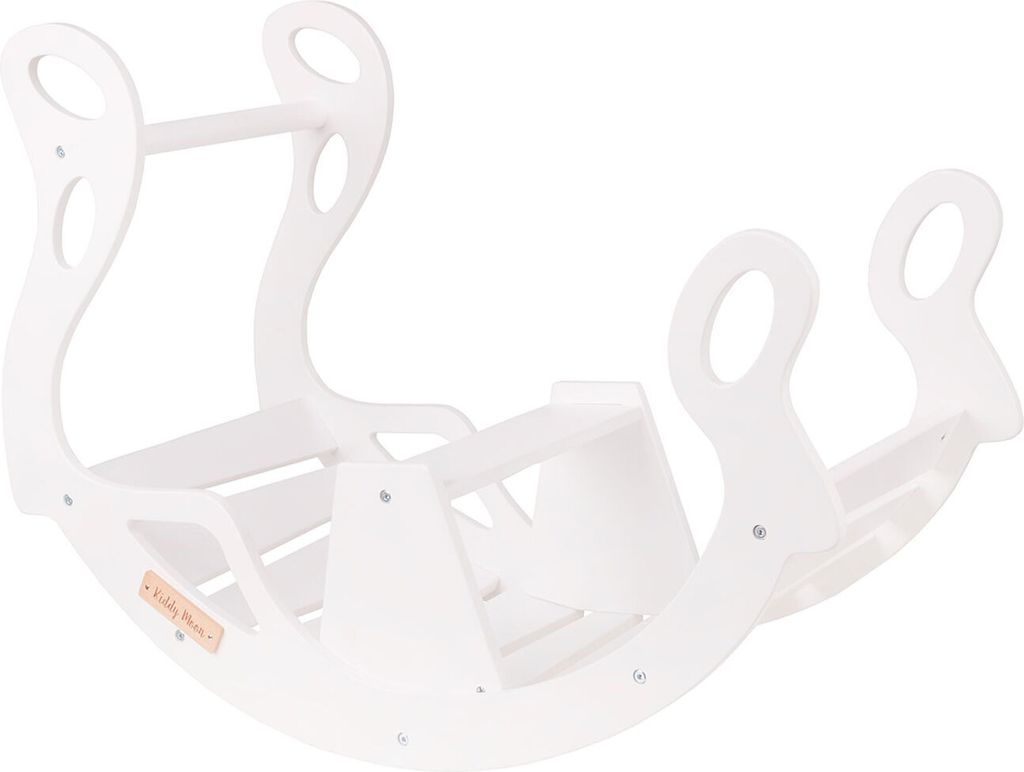 KiddyMoon Rocker WR-001 Bogen Wippe Holzspielzeug Montessori Kletterbogen Für Babys Und Kinder, Weiß