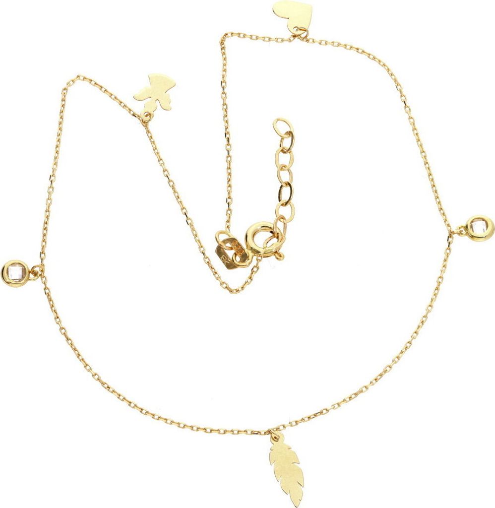 Fußkettchen echt Gold 333 (8 kt) Anker mit Anhänger 27 cm verstellbar