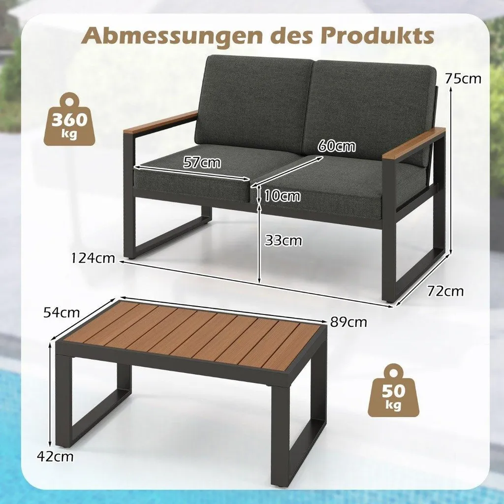 Ensemble de balcon robuste en aluminium gris résistant aux intempéries - 3