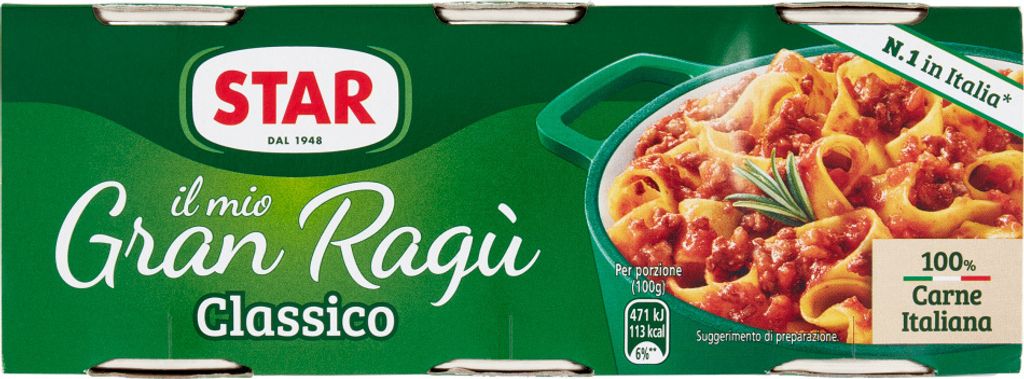 8x Star Il Mio Gran Ragù di Carne Classico Klassisches Fleischragout Kochsauce - Pastasauce 3x100g