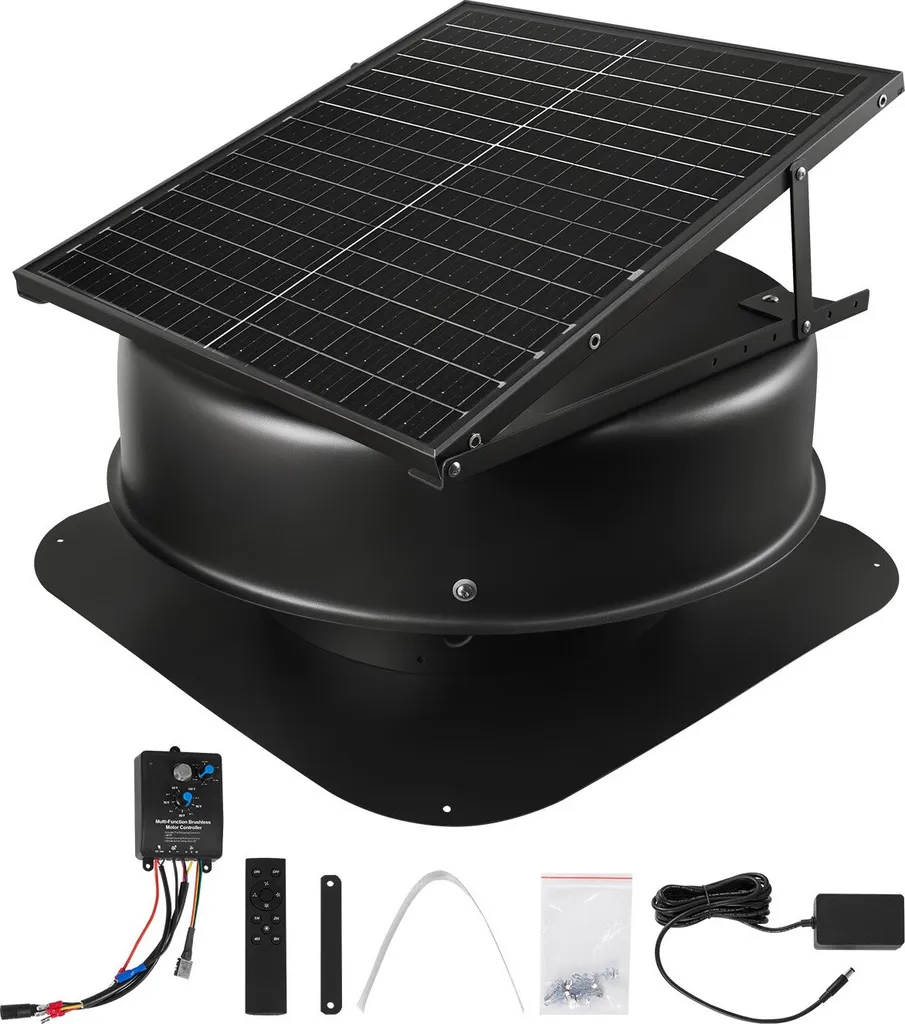 Extracteur d'Air Solaire pour Combles 50W avec Gestion Thermostatique