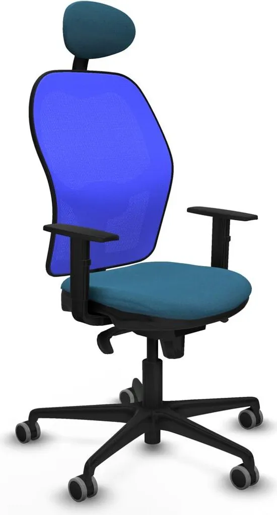 Fauteuil de bureau bleu pétrole avec appuie-tête réglable Jorquera