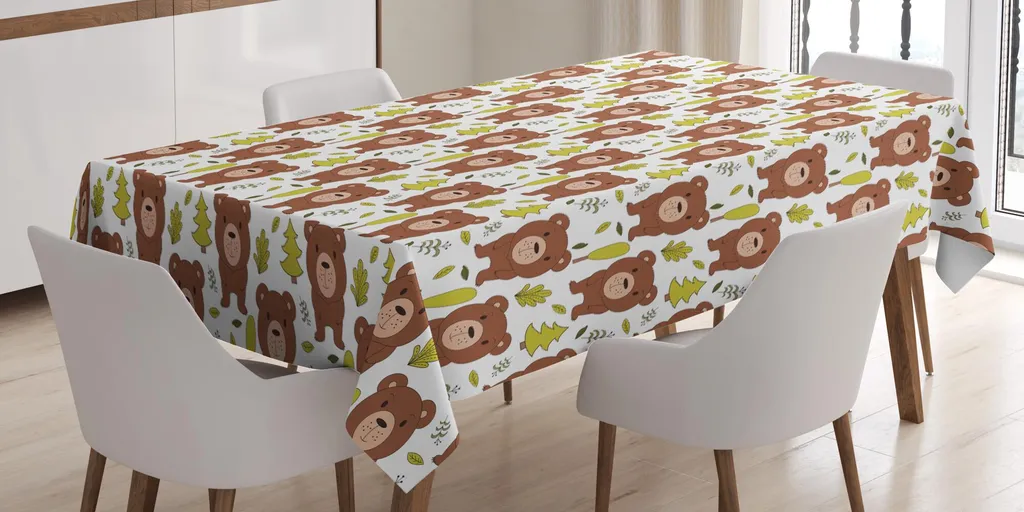 ABAKUHAUS Geco Tovaglia, Wildlife delle Foreste, Rettangolare per Sala da Pranzo e Cucina, 140 cm x 170 cm, Blu e Bianco