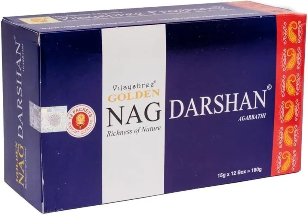 Encens Doré Nag Darshan 15g - Véritable Bâtonnets Parfumés de l'Inde