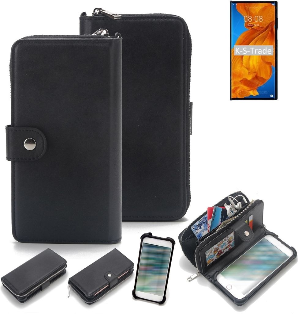 K-S-Trade 2in1 Handyhülle Schutzhülle kompatibel mit Huawei Mate Xs & Portemonnee Cover Handy Hülle Case Etui Geldbörse Wallet Bookstyle Hülle