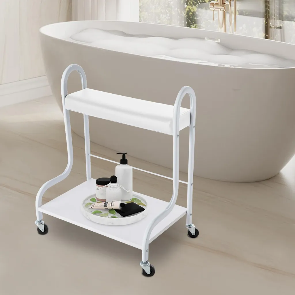 Chariot de bain design en bois durable et métal étanche multi-usage - 5