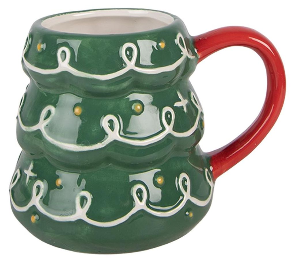 Clayre & Eef Tasse Weihnachtsbaum 350 ml Grün Keramik Produktbild 