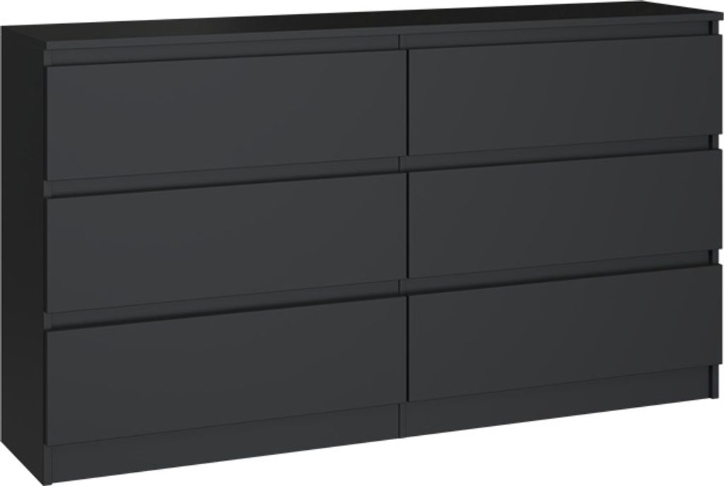 Malwa Kommode M6 140 Cm 6 Schubladen Schwarz Für Home Office