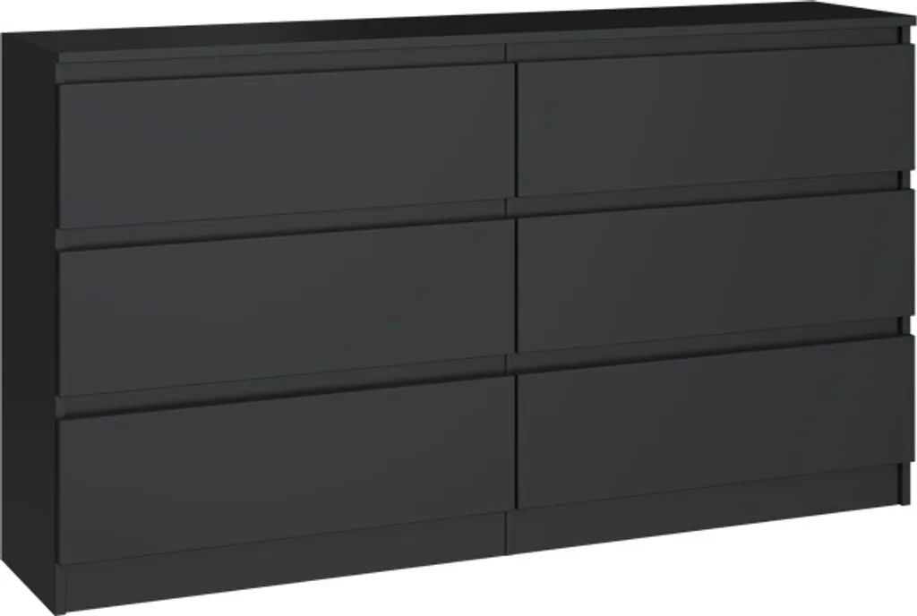 Commode noire TAAVI à larges tiroirs - Finition mate et grande capacité