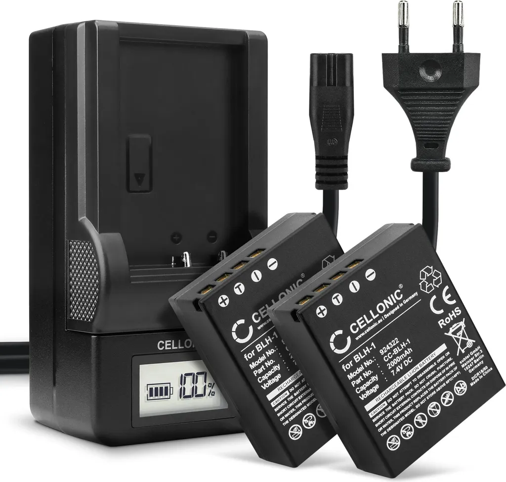 Batterie BLH-1 per Olympus OM-D: Kit CELLONIC 2 pz + Caricatore