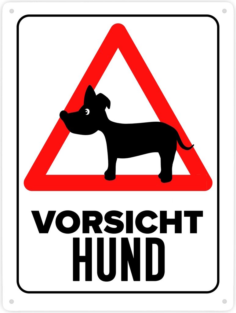 Vorsicht Hund Metallschild XXL in 28x38 cm mit Hunde Silhouette