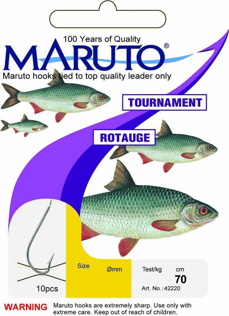 Maruto Stipp Rotaugenhaken gebunden silberfarben - 10 Angelhaken, Gr./Durchmesser/Tragkraft:Gr. 20 /0.6kg /0.08mm