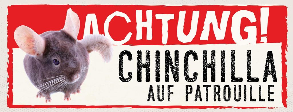 vianmo Holzschild 10x27 cm Achtung Chinchilla auf Patrouille
