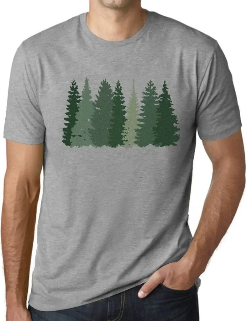 Herren Grafik T-Shirt Waldbäume – Forest Trees – Öko-Verantwortlich Vintage Jahrgang Kurzarm Lustige Druck Geburtstag Geschenk Mann