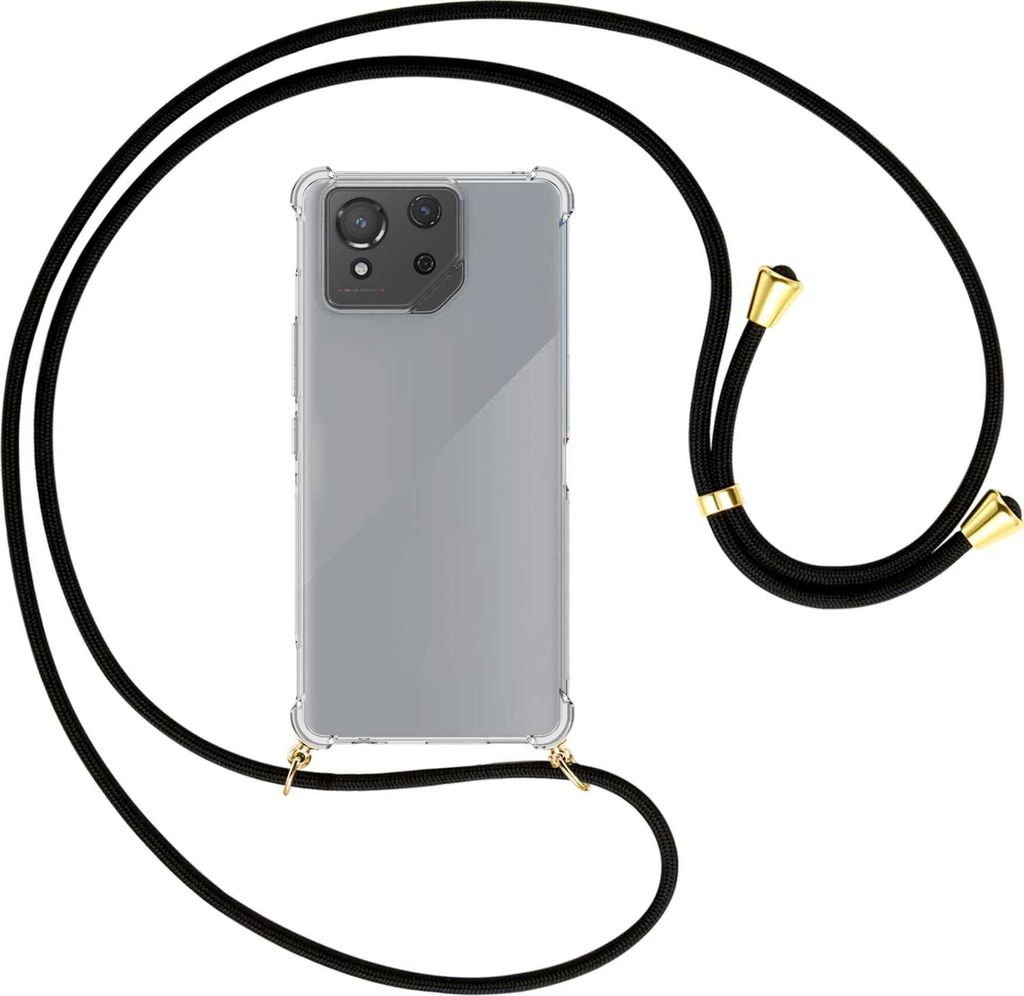Handykette Backcover-Schutzhülle mit Band (Metall goldfarben) für Asus ROG Phone 8 - schwarz