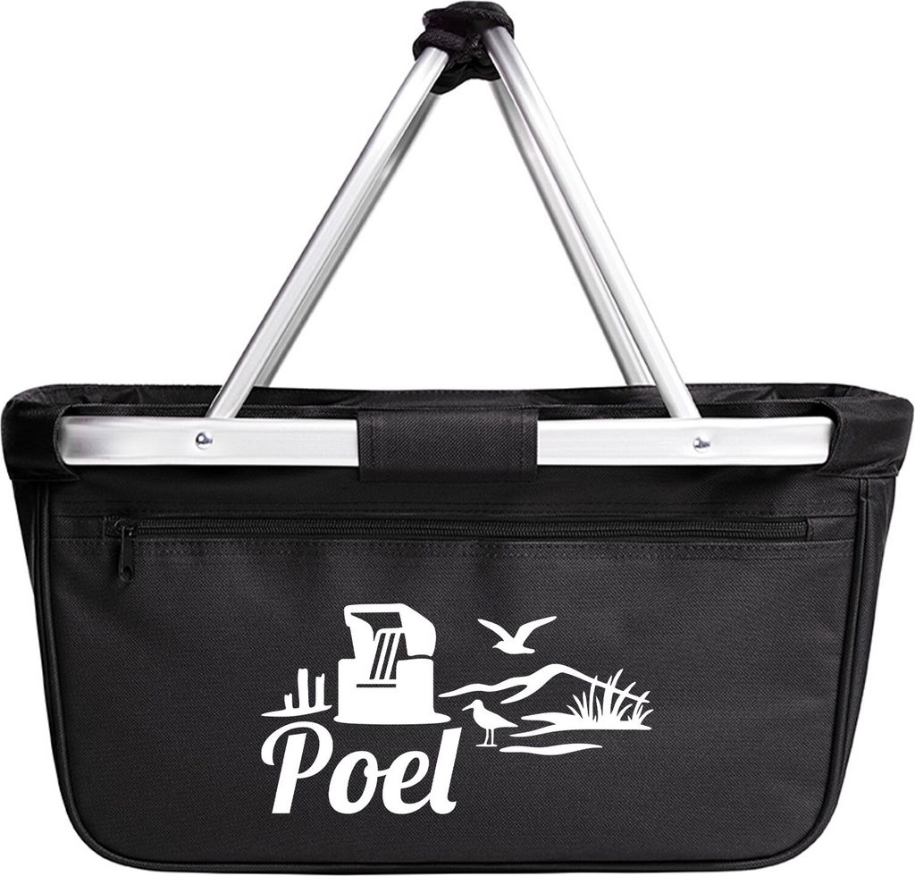 Huuraa Einkaufskorb Poel Strandmotiv 20 Liter Black faltbarer Tragekorb Geschenkidee