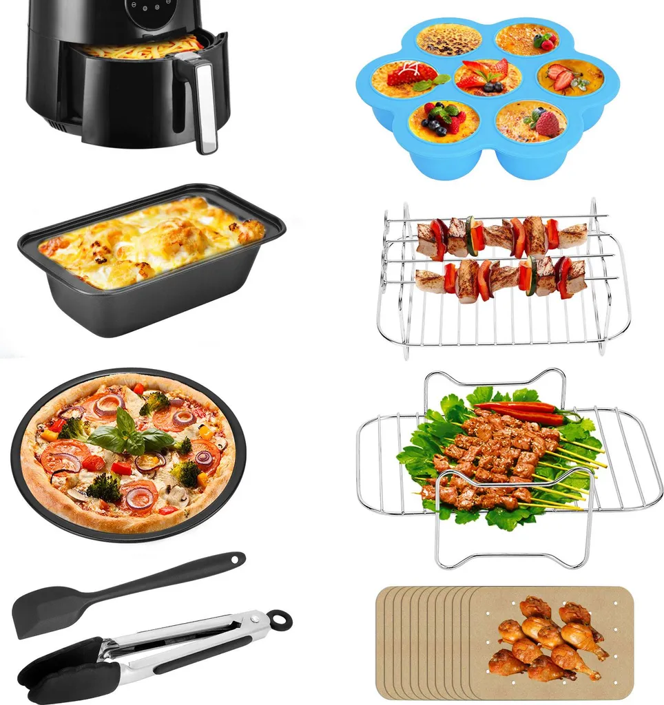 Accessoires Airfryer antiadhésifs pour double zone avec grille barbecue