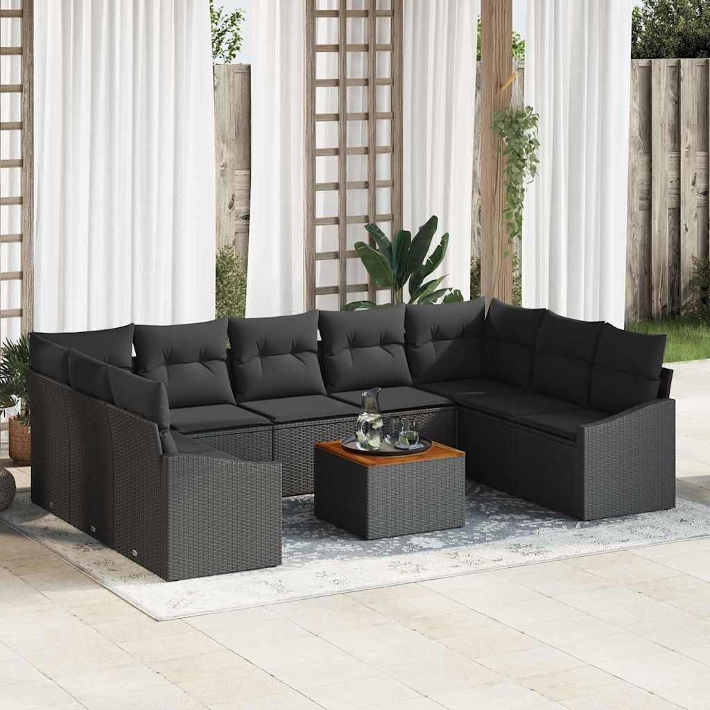 Maison Exclusive - Gartensofa-set mit Speicher 10 pcs Schwarz Poly-Rattan