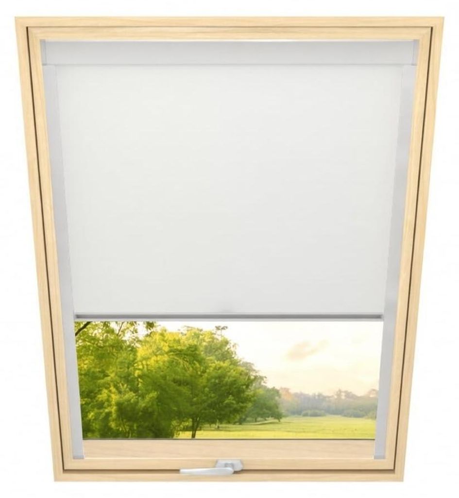 Time4blinds - Dachfenster Rollo - 620mm(B), 1032mm(L) - Verdunkelungsrollo - Weiß