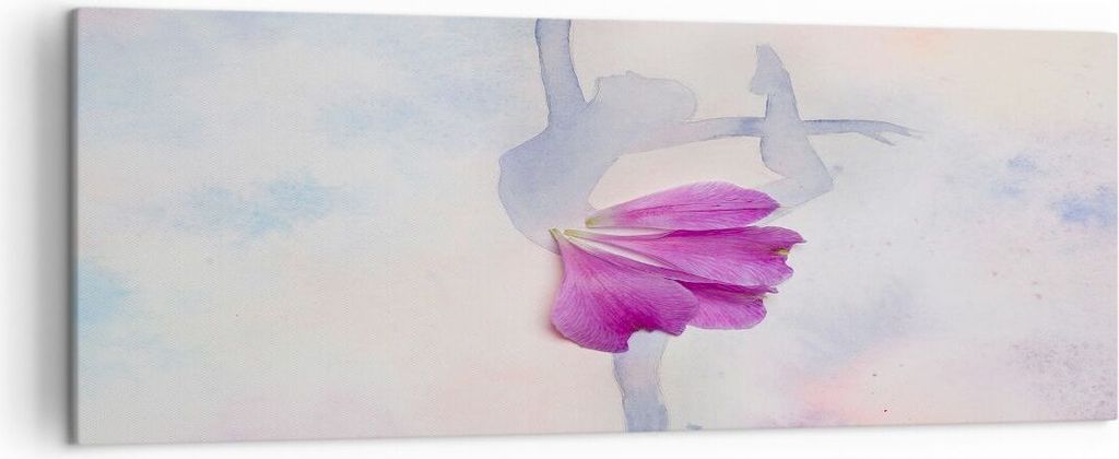 Bild auf Leinwand - Leinwandbild - Ballett Blumen Mädchen Eleganz - 140x50cm - Wand Bild - Wanddeko - Leinwanddruck - Bilder - Kunstdruck - Wandde...
