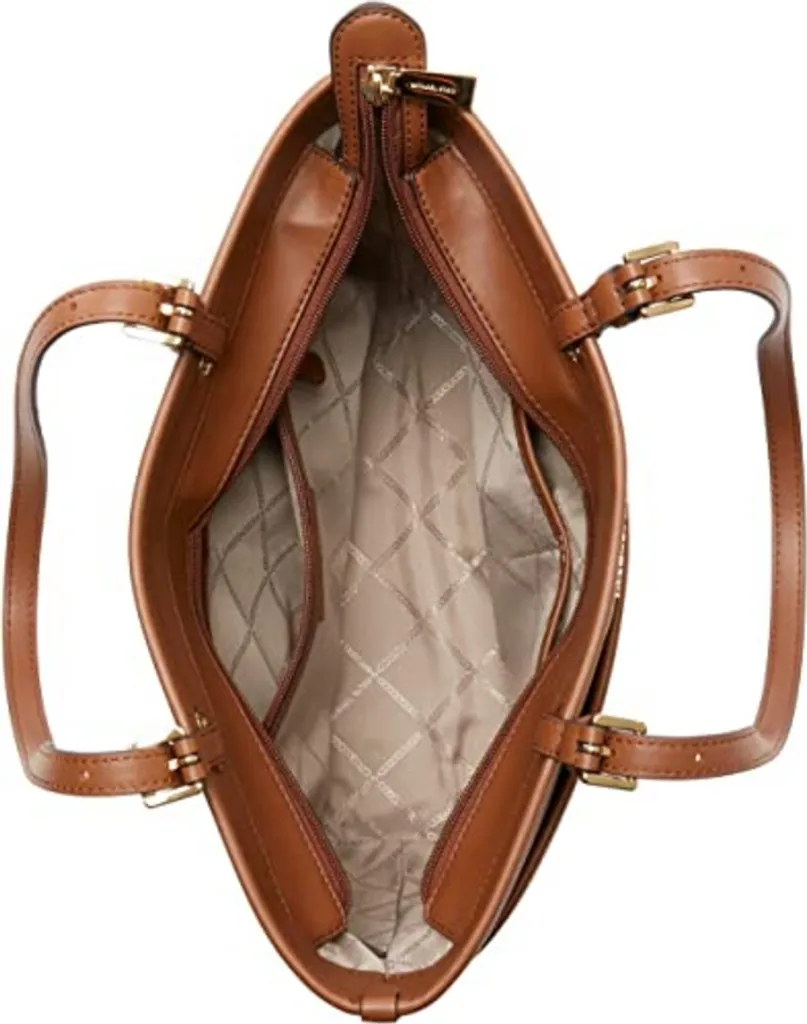 Sac Michael Kors marron en cuir saffiano rigide avec bandoulière amovible