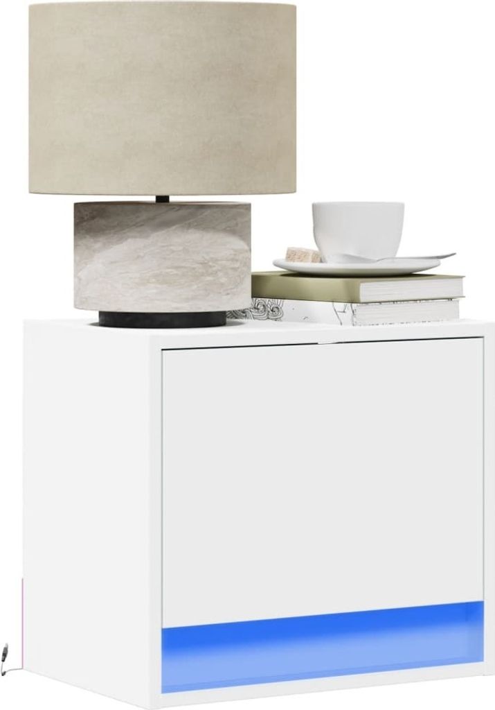 vidaXL Wand-Nachttische mit LED-Leuchten 2 Stk. Weiß