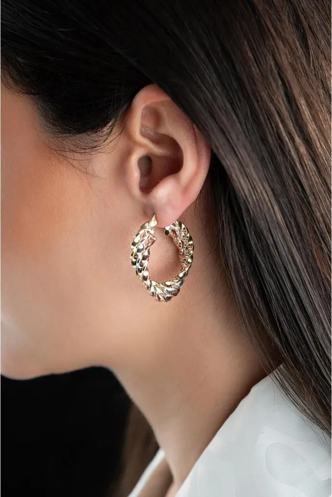 Créoles en argent 925 tricolores design tressé pour toutes occasions